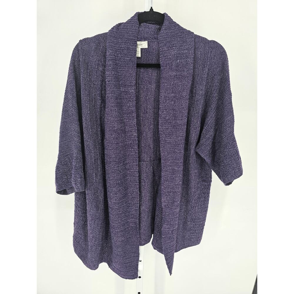 Dressbarn Womens Sz 22/24 Open Front Thick Knit Cardigan Sweater Dark Purple
